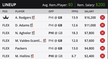 Daily fantasy sports player selection interface
