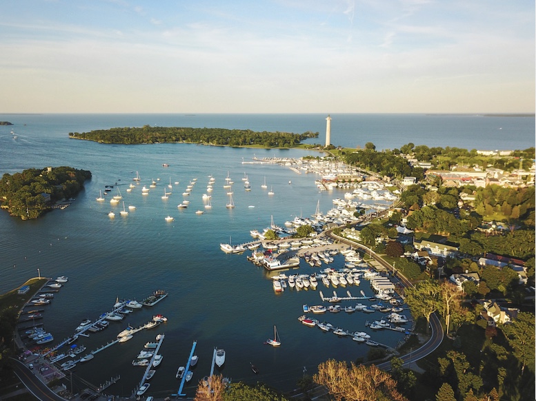 Boats docked at South Bass Island