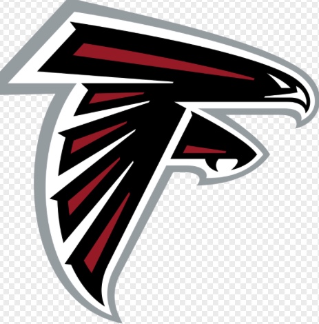 Black and red falcon head logo
