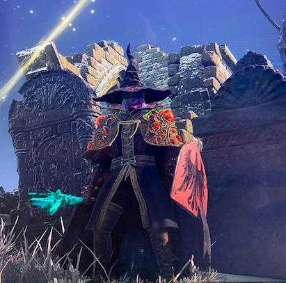 Elden Ring character in witch hat