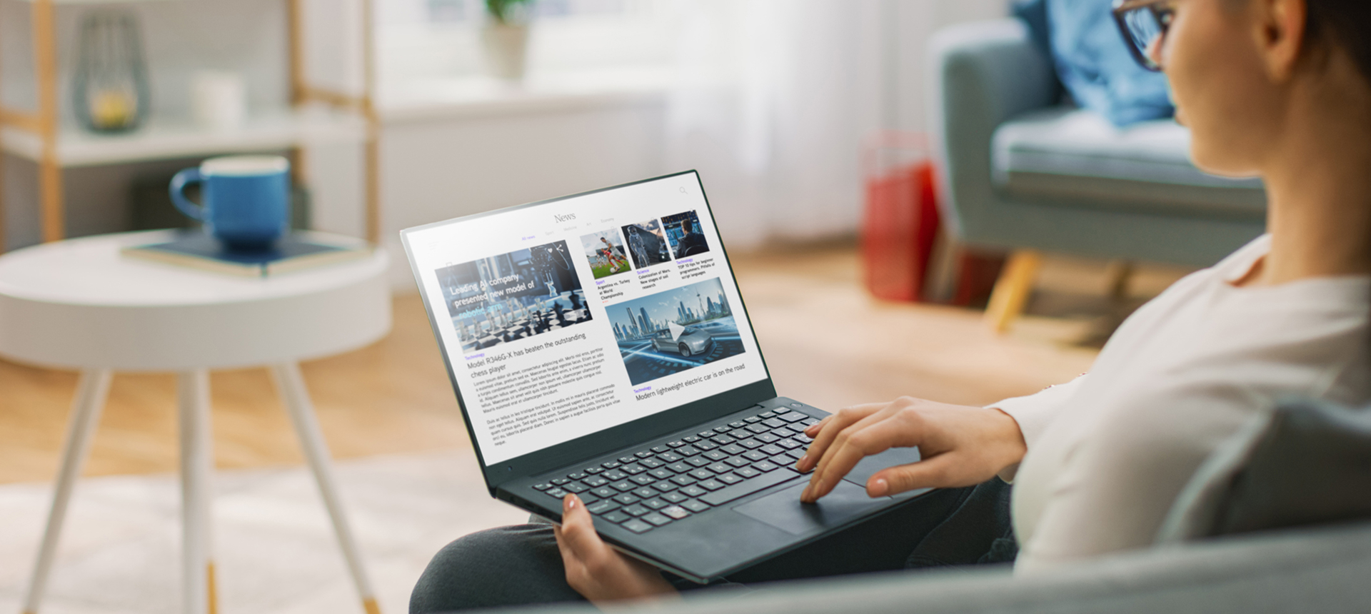 Remote work with laptop