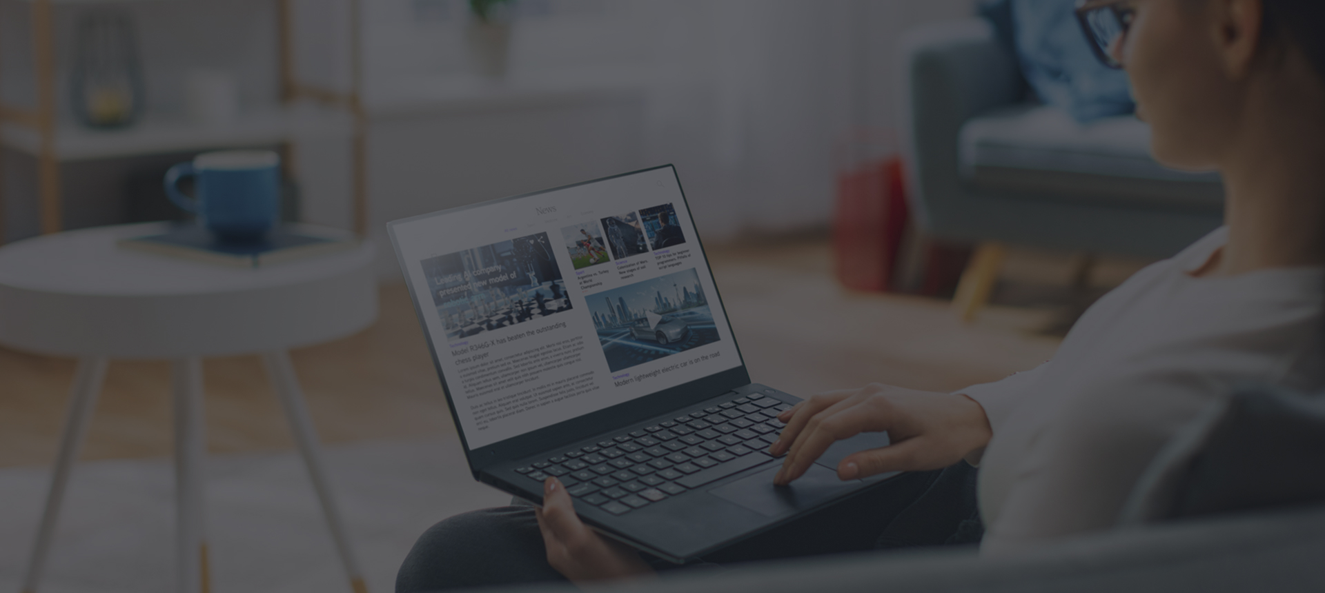 Remote worker using laptop at home